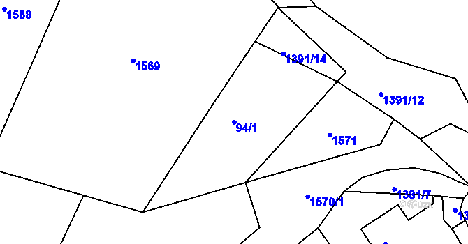 Parcela st. 94/1 v KÚ Milčice, Katastrální mapa