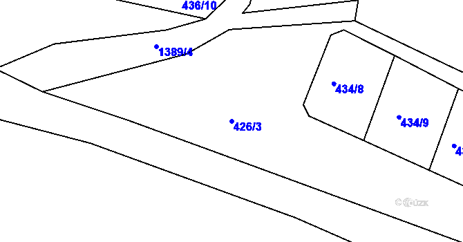 Parcela st. 426/3 v KÚ Milčice, Katastrální mapa