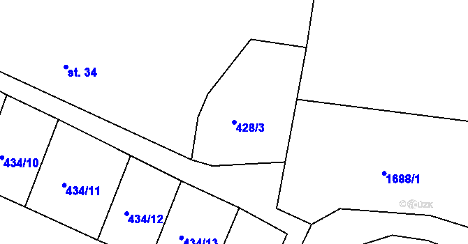 Parcela st. 428/3 v KÚ Milčice, Katastrální mapa