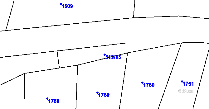 Parcela st. 519/13 v KÚ Milčice, Katastrální mapa