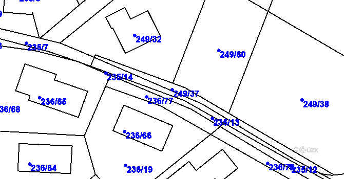 Parcela st. 249/37 v KÚ Kozičín, Katastrální mapa