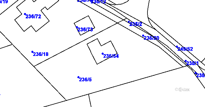 Parcela st. 236/54 v KÚ Kozičín, Katastrální mapa