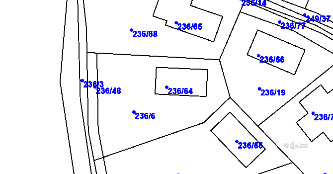 Parcela st. 236/64 v KÚ Kozičín, Katastrální mapa