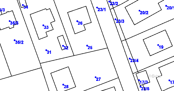 Parcela st. 25 v KÚ Lazec, Katastrální mapa