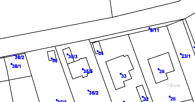 Parcela st. 34 v KÚ Lazec, Katastrální mapa