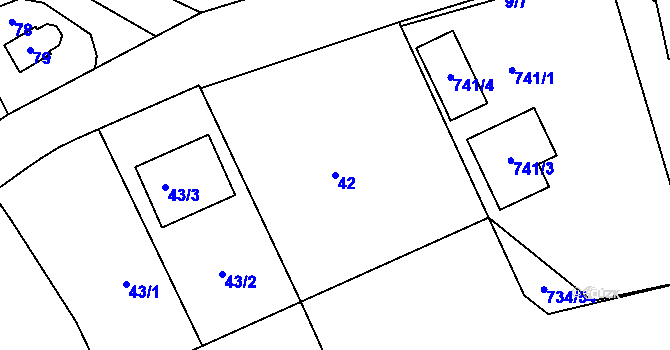 Parcela st. 42 v KÚ Lazec, Katastrální mapa