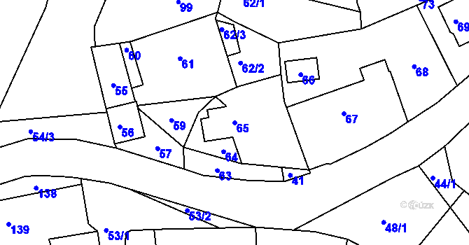 Parcela st. 65 v KÚ Lazec, Katastrální mapa