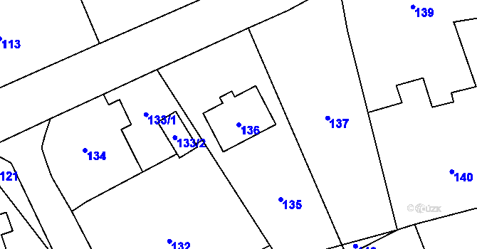 Parcela st. 136 v KÚ Lazec, Katastrální mapa