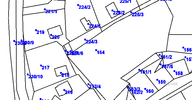 Parcela st. 154 v KÚ Lazec, Katastrální mapa