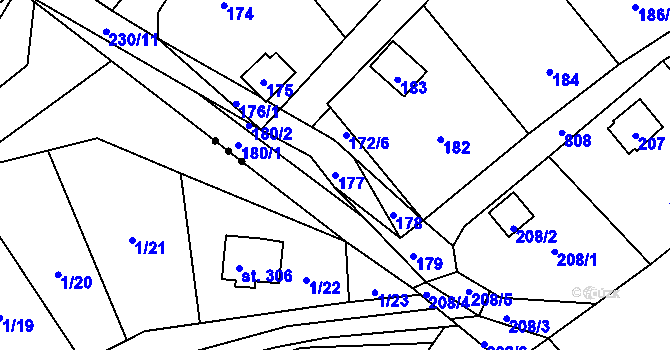 Parcela st. 177 v KÚ Lazec, Katastrální mapa