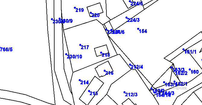 Parcela st. 218 v KÚ Lazec, Katastrální mapa