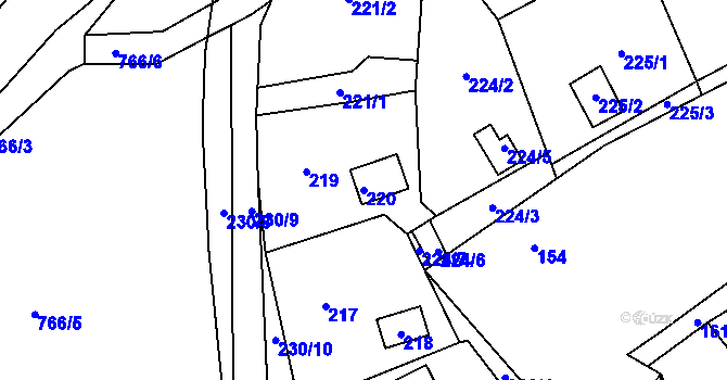 Parcela st. 220 v KÚ Lazec, Katastrální mapa