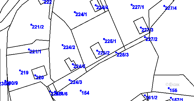 Parcela st. 225/2 v KÚ Lazec, Katastrální mapa