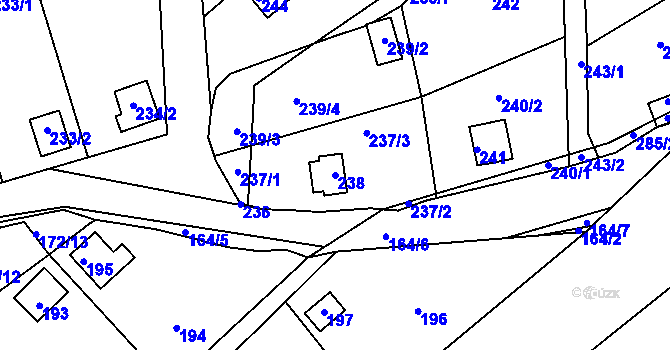 Parcela st. 238 v KÚ Lazec, Katastrální mapa