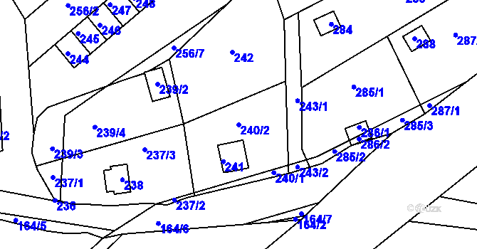 Parcela st. 240/2 v KÚ Lazec, Katastrální mapa