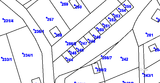 Parcela st. 247 v KÚ Lazec, Katastrální mapa