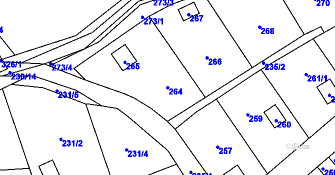 Parcela st. 264 v KÚ Lazec, Katastrální mapa