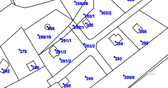 Parcela st. 292/2 v KÚ Lazec, Katastrální mapa