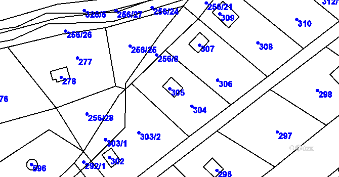 Parcela st. 305 v KÚ Lazec, Katastrální mapa