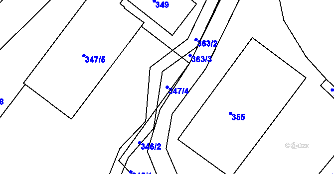 Parcela st. 347/4 v KÚ Lazec, Katastrální mapa