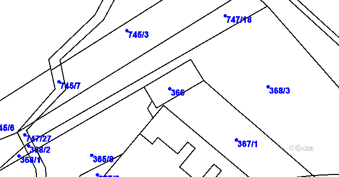 Parcela st. 366 v KÚ Lazec, Katastrální mapa