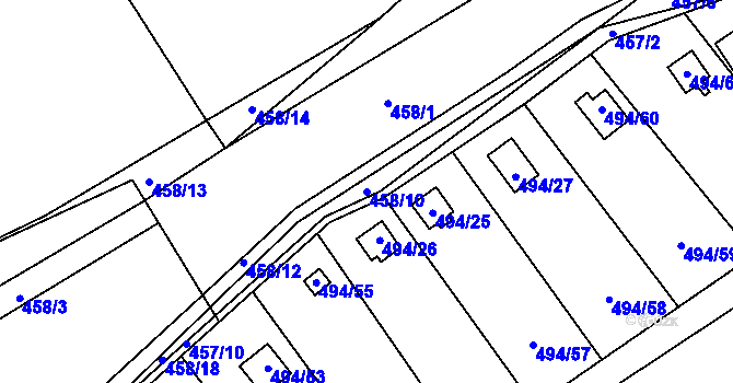 Parcela st. 458/10 v KÚ Lazec, Katastrální mapa
