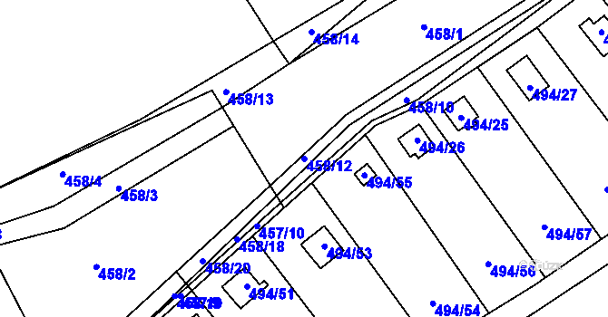 Parcela st. 458/12 v KÚ Lazec, Katastrální mapa