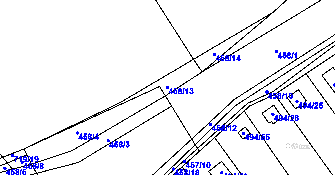 Parcela st. 458/13 v KÚ Lazec, Katastrální mapa