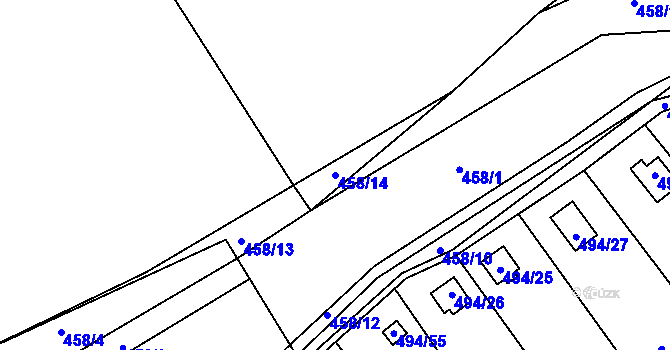 Parcela st. 458/14 v KÚ Lazec, Katastrální mapa