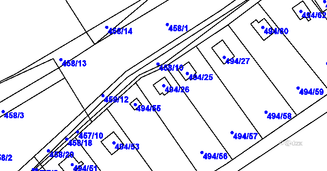 Parcela st. 494/26 v KÚ Lazec, Katastrální mapa