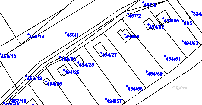Parcela st. 494/27 v KÚ Lazec, Katastrální mapa