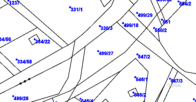 Parcela st. 499/27 v KÚ Lazec, Katastrální mapa