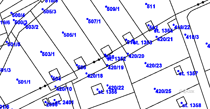 Parcela st. 508 v KÚ Lazec, Katastrální mapa
