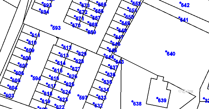 Parcela st. 644 v KÚ Lazec, Katastrální mapa