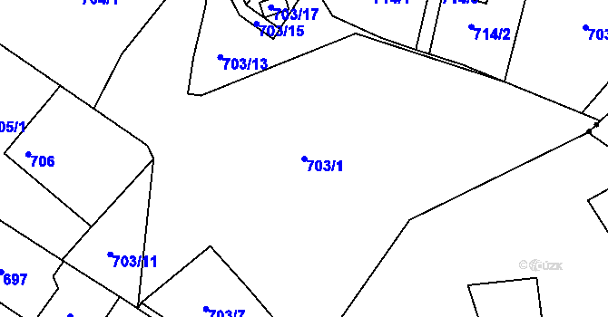 Parcela st. 703/1 v KÚ Lazec, Katastrální mapa