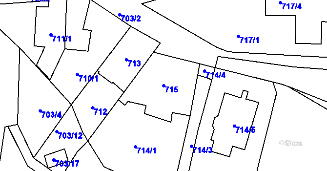 Parcela st. 715 v KÚ Lazec, Katastrální mapa