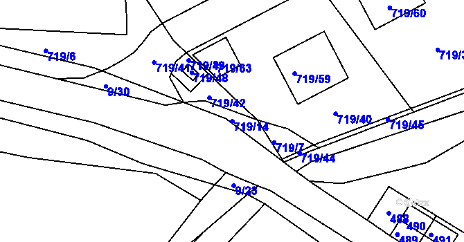 Parcela st. 719/14 v KÚ Lazec, Katastrální mapa