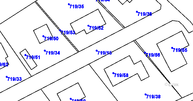 Parcela st. 719/15 v KÚ Lazec, Katastrální mapa