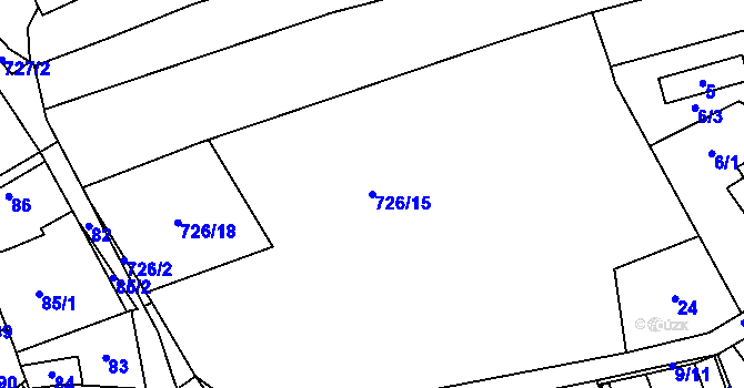 Parcela st. 726/15 v KÚ Lazec, Katastrální mapa
