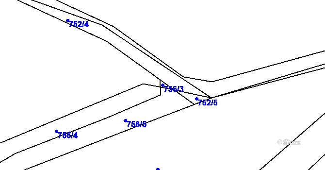 Parcela st. 756/3 v KÚ Lazec, Katastrální mapa