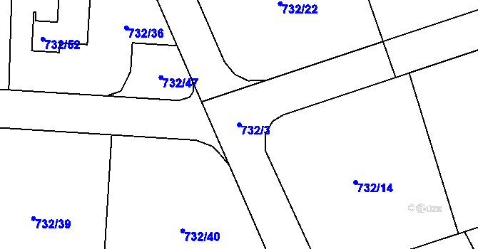 Parcela st. 732/3 v KÚ Lazec, Katastrální mapa