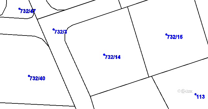 Parcela st. 732/14 v KÚ Lazec, Katastrální mapa