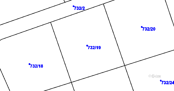 Parcela st. 732/19 v KÚ Lazec, Katastrální mapa