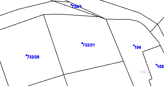 Parcela st. 732/21 v KÚ Lazec, Katastrální mapa