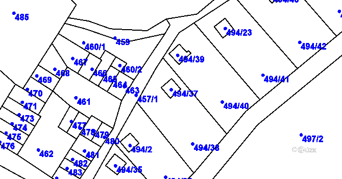 Parcela st. 494/37 v KÚ Lazec, Katastrální mapa