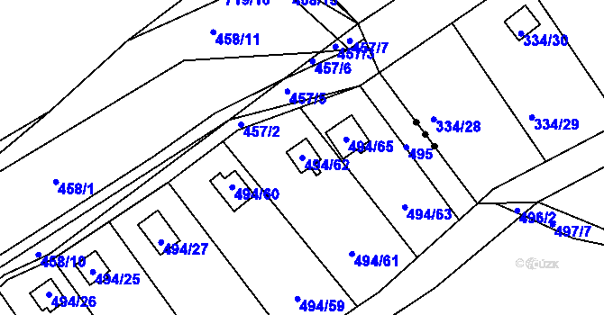 Parcela st. 494/62 v KÚ Lazec, Katastrální mapa