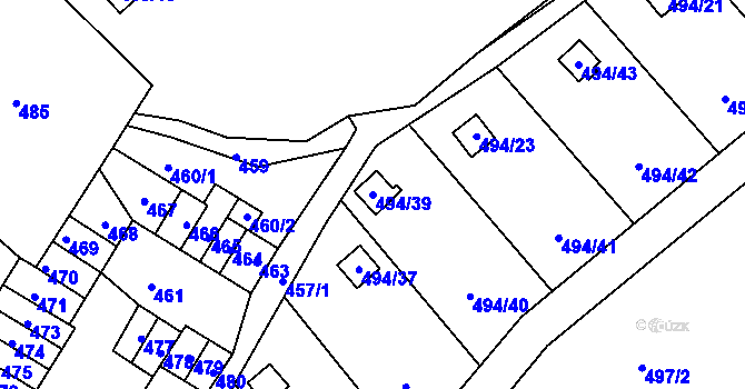 Parcela st. 494/39 v KÚ Lazec, Katastrální mapa