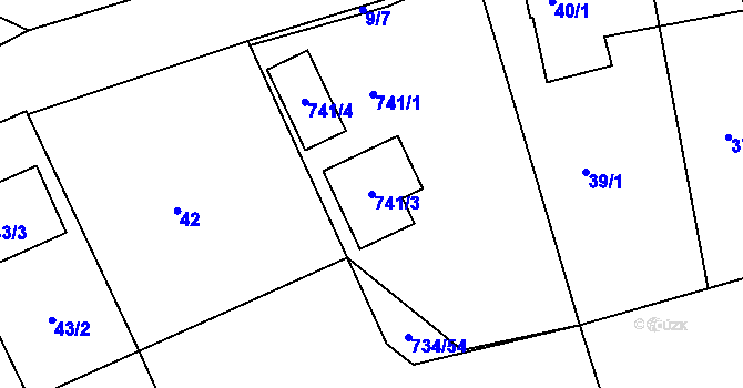 Parcela st. 741/3 v KÚ Lazec, Katastrální mapa