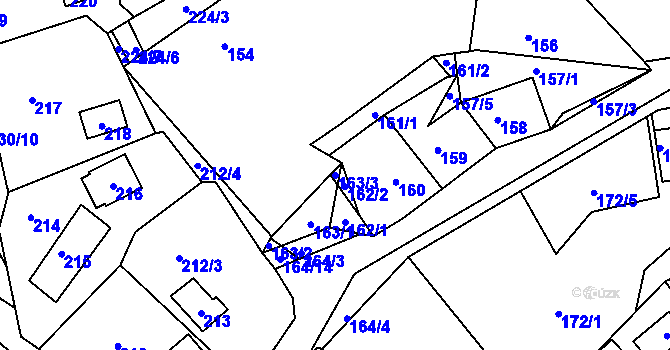 Parcela st. 163/3 v KÚ Lazec, Katastrální mapa