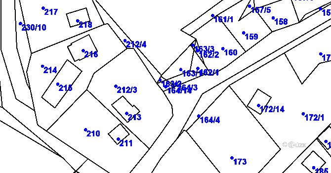 Parcela st. 164/14 v KÚ Lazec, Katastrální mapa